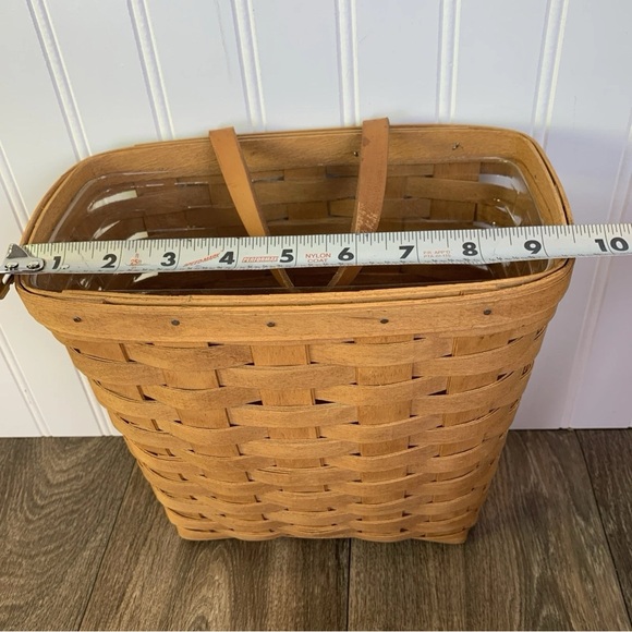 Vintage Longaberger Wall Hanging Tall Key Basket 9.5" Leather Strap & Liner - Picture 3 of 12